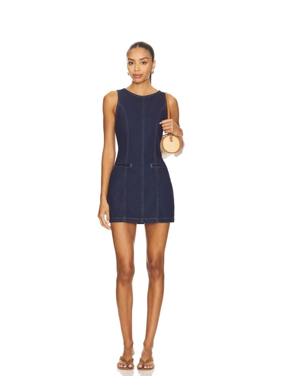 More To Come Dresses & Skirts - Genie Mini Dress - Dark Blue Denim